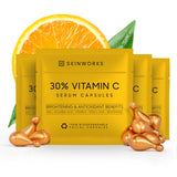 SKINWORKS ULTRA POTENT 30% Vitamin C Serum for Face, Vitamin E Ferulic Acid Facial Glow Serums for Brightening, Dark Spots, Anti-Wrinkle, Anti-Aging, Unscented (BIODEGRADABLE)