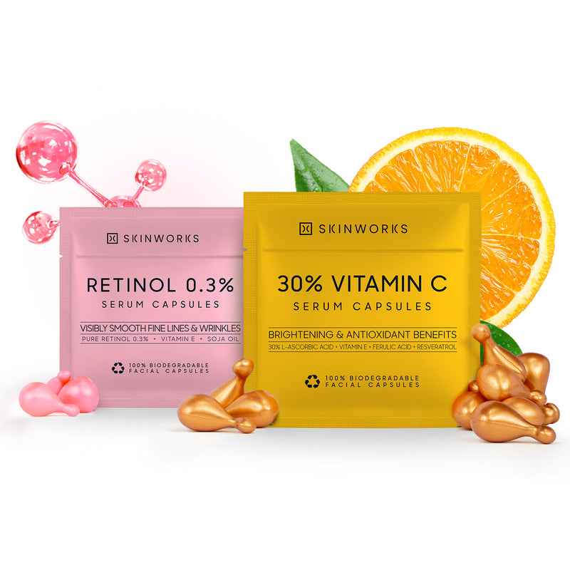 SKINWORKS ULTRA POTENT 30% Vitamin C Serum for Face, Vitamin E Ferulic Acid Facial Glow Serums for Brightening, Dark Spots, Anti-Wrinkle, Anti-Aging, Unscented (BIODEGRADABLE)